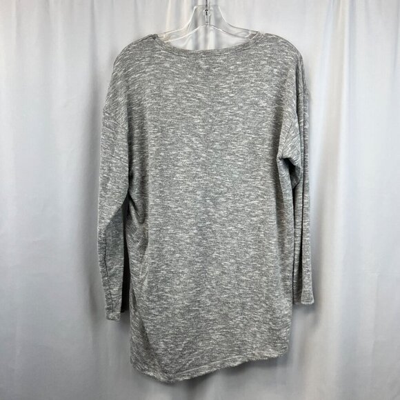 Design History Women’s Long Sleeve Ruched Tied Sweater Gray Heathered S Soft - Picture 7 of 8